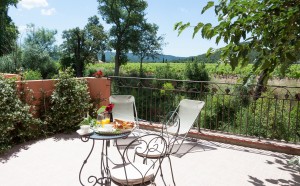 Terrasse privative d'une chambre de notre hôtel